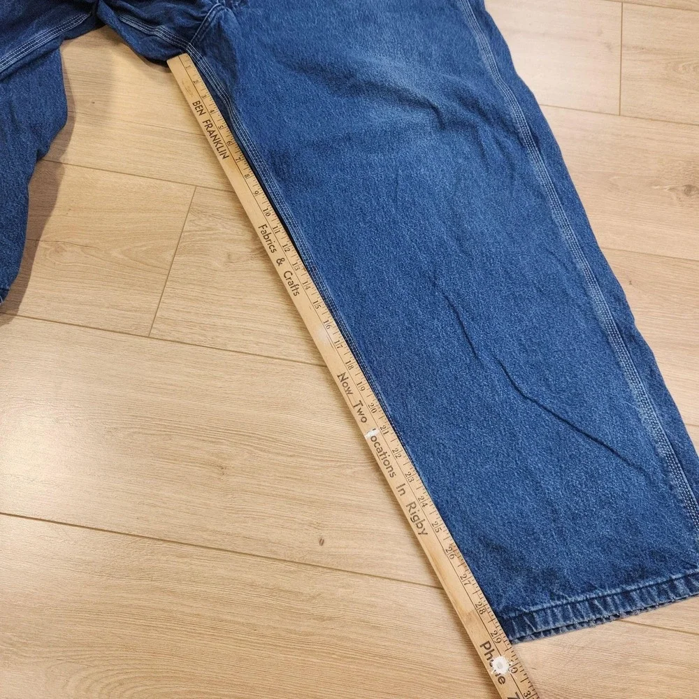 Carhartt Overalls Mens 46x30 Blue Denim Bib Workwear Utility Pockets Carpenter